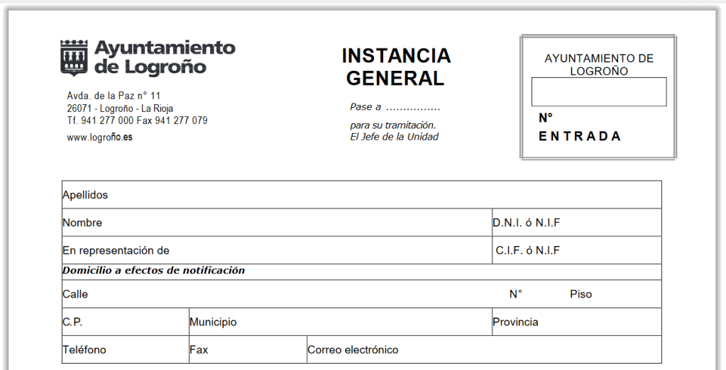 ¿Cómo presentar una Instancia General en el&nbsp;Ayuntamiento?